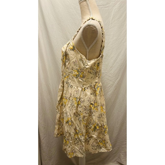 Lucky Brand Floral Smocked Mini Dress Yellow White Women's Size L - Picture 3 of 7